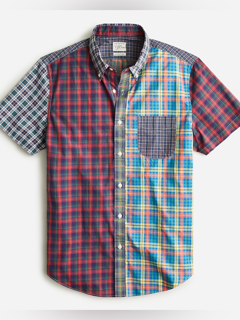 J.Crew Secret Wash Madras Plaid Shirt XL Patchwork Button Down Preppy Golf